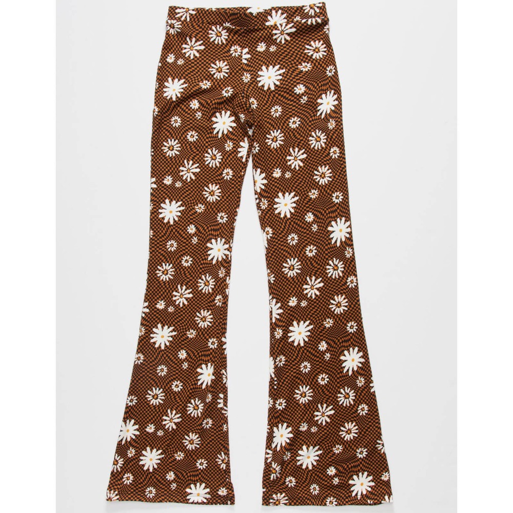 Altar’d State Size Medium Brown Rust Daisy Retro Flare Stretch Pants